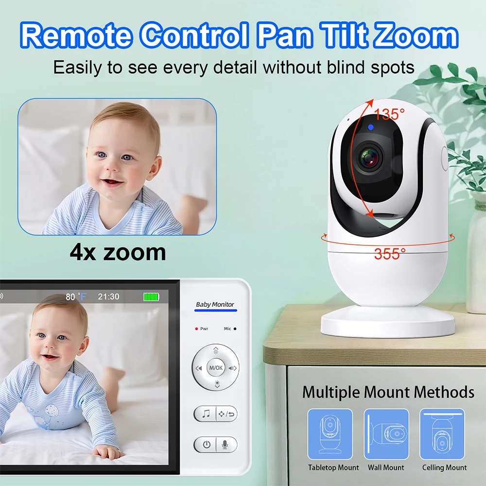 7 Inch Video Baby Monitor Nigh - огляд і ціна Zoom Audio Music